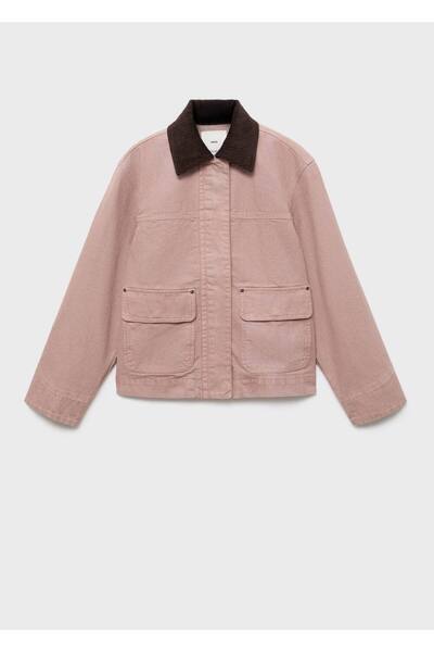 MANGO Woman Fitilli kadife yakalı denim ceket