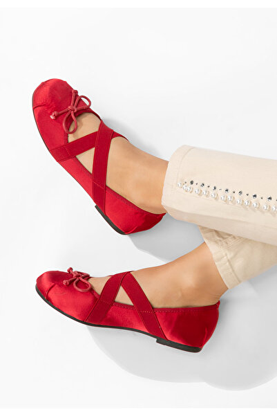 B T Shoes Červené dámské baleríny Richelle