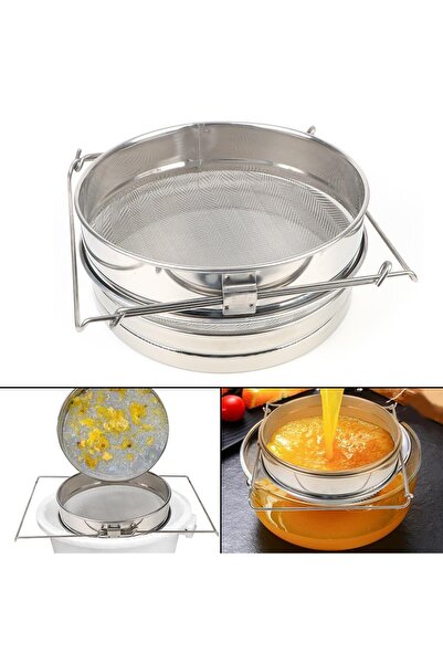Flippy Beekeeping Strainer, Flippy, Stainless Steel, Double, Honey Filtering, 25 x 25 x 10 cm, Gray