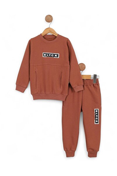 VOY KİDS Boy's Printed Sweatshirt with Pocket Detail 2-3-4-5-6-7-8-9-10 Years Old Seasonal School Tracksuit Set