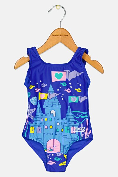 Zoggs ملابس سباحة بدون أكمام بطبعة جرافيكية للبنات الصغار، متعددة الألوان