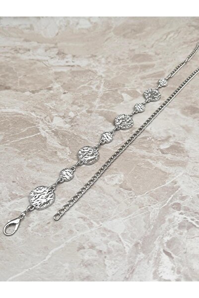 MODAM HİFA Silver Chain Belt with Round Buckle Women's Belt Dress Belt Waist Belt Body Belt