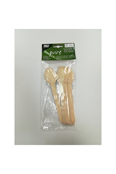 Papstar Set of 10 biodegradable wooden spoons 15.7 cm