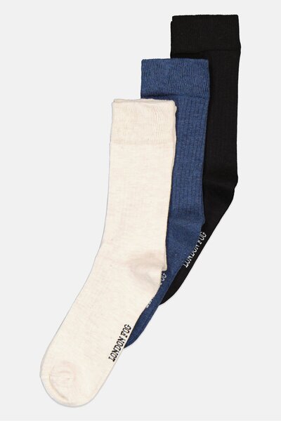 London Fog Men 3 Pairs Textured High Socks, Multicolor