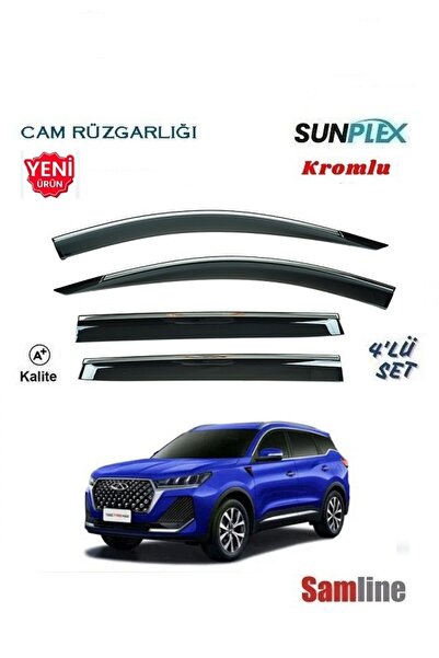 SUNPLEX Chery Tiggo 7 Pro Maxx (2024-2025) Kromlu Cam Rüzgarlığı (Paslanmaz) 4'lü Set Yeni Seri !!!