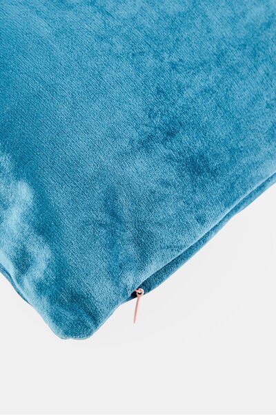Muy Mucho Square Removable Cover Velvet Cushion, Teal Blue