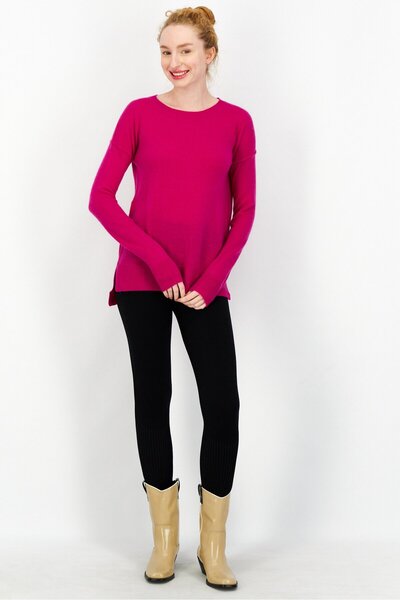 Aqua Women Knitted Long Sleeve Sweater, Magenta