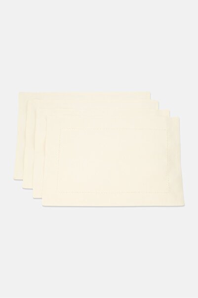NANETTE LEPORE 4 Pieces Linen Plain Table Cloth, Beige