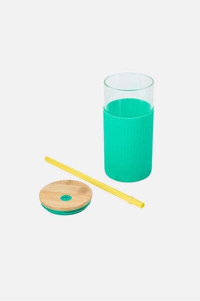 Vessel Glass Tumbler With Bamboo Lid 591 ml, Green