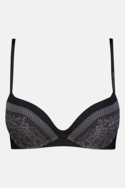 Calvin Klein حمالة صدر نسائية مبطنة ومطرزة، أسود