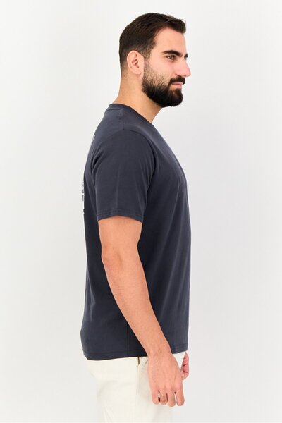 Nordland Men Crew Neck Short Sleeve Brand Logo T-Shirt, Dark Grey