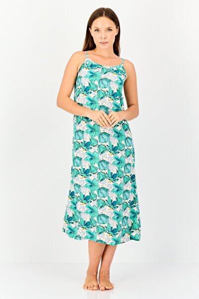 Zivame Women Floral Print Short Sleeves Sleeping Dress, Multicolor