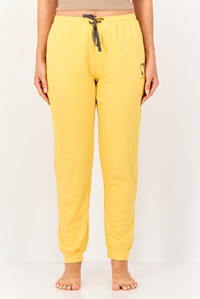 Zivame بنطلون بيجامة نسائي بطبعة جرافيكية ورباط، أصفر