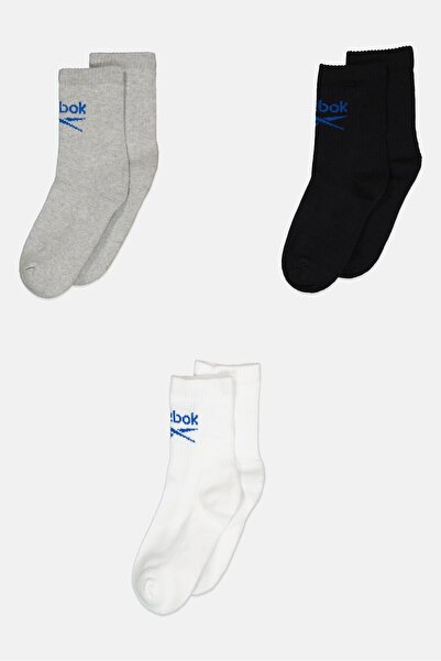 Reebok Men 3 Pairs Brand Logo High Crew Sock, Multicolor