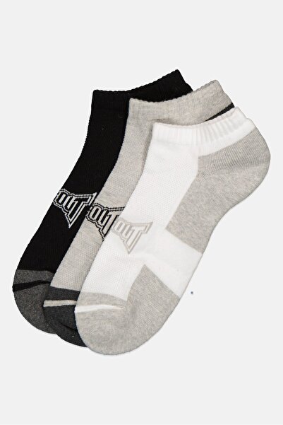 Tapout Men 3 Pairs Brand Logo Ankle Socks, Multicolor