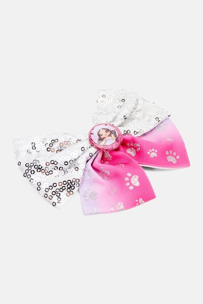 Na Na Na Surprise Kids Girl Sequins Hair Bow, Pink/White Combo