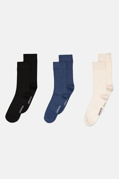 London Fog Men 3 Pairs Textured High Socks, Multicolor
