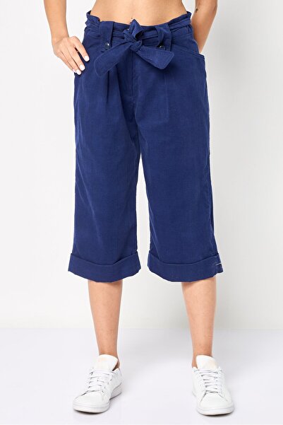 Harmont & Blaine Women Regular Fit Plain Capri Pants, Navy