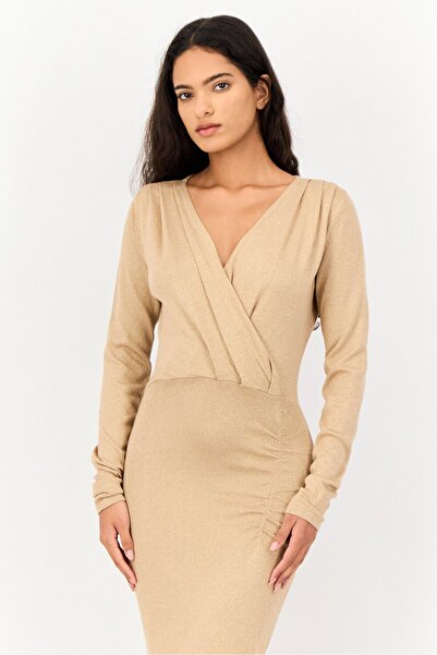 MOHITO Women Metalic Maxi Dress, Gold