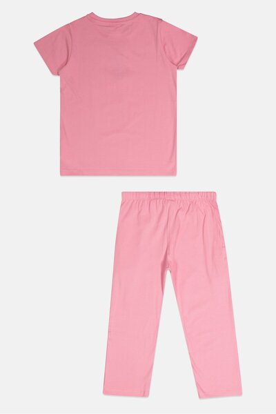 Disney Kids Girl 2 Pieces Short Sleeve Mickey Mouse T-shirt And Pants, Pink