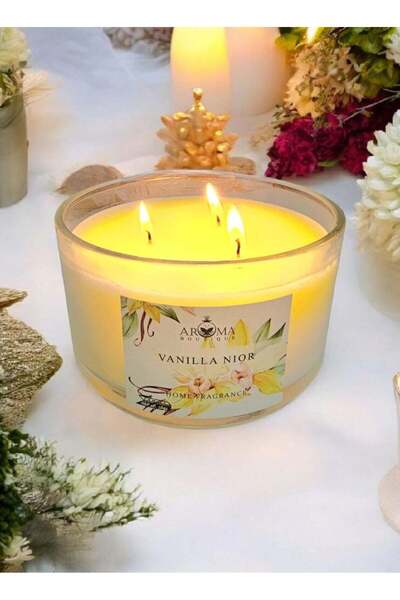 Aroma Luxury Jar Scented Candle Large Size 3 Wick Vanilla Scent