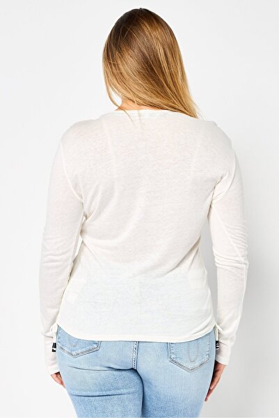 Desigual Women Round Neck Long Sleeves Plain Top, White