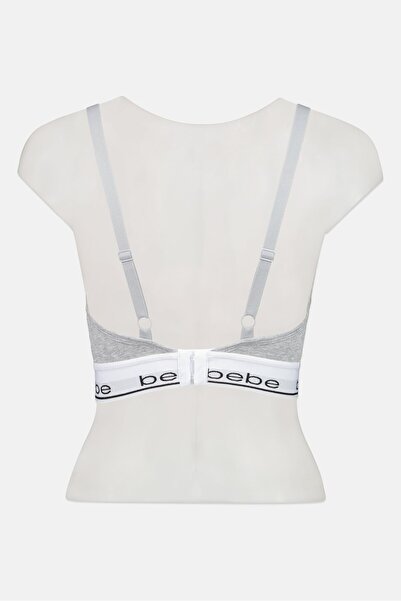 Bebe Women Brand Logo Padded Bralette, Grey