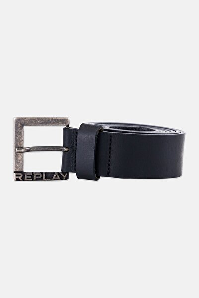 Replay Men Plain Leather Belts, Black