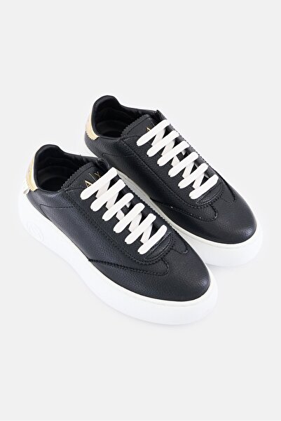 Armani Exchange Women Leather Lace Up Casual Shoes, Black