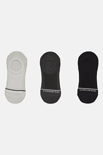 London Fog Men 3 Pairs Brand Logo Round Invisible Socks, Multicolor