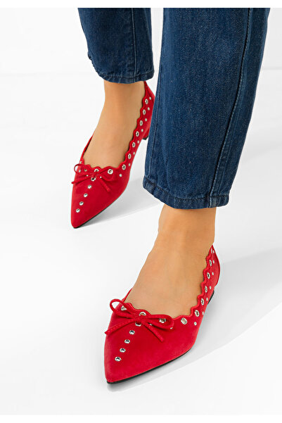 B T Shoes Červené dámské baleríny Sharyna