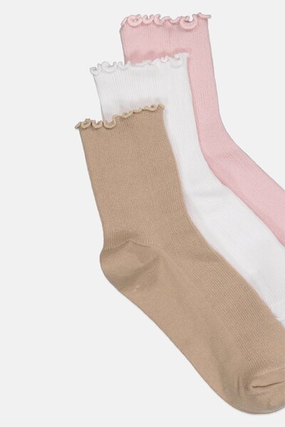 Steve Madden Women 3 Pair Textured Anklets Socks, Multicolor