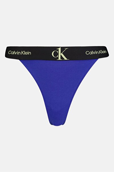 Calvin Klein سروال داخلي نسائي بشعار العلامة التجارية، أزرق