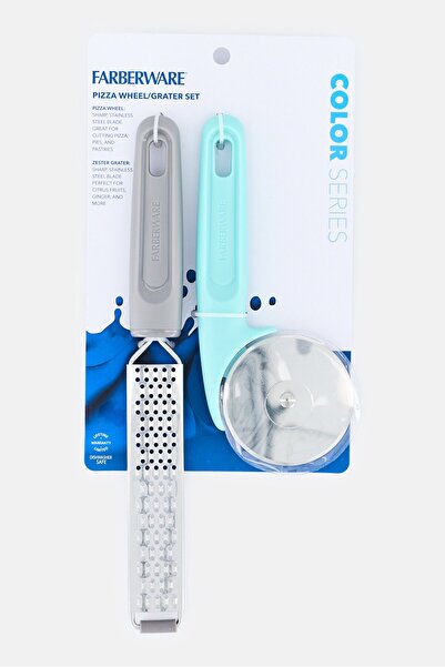 Farberware طقم عجلة بيتزا ومبشرة، قطعتين، متعدد الألوان