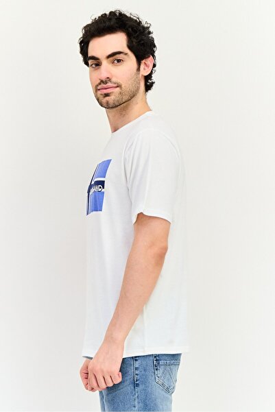 Nordland Men Crew Neck Short Sleeve Graphic Print T-Shirt, Off White