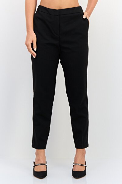 Koton Women Regular Fit Solid Dress Pants, Black
