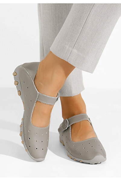 B T Shoes Šedé dámské baleríny Flary