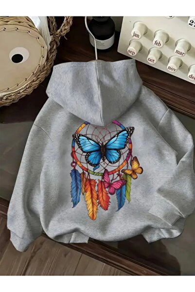 FUFLUNS سويت شيرت بطبعة فراشة كبير الحجم للجنسين للنساء/الرجال