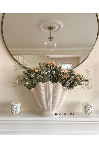 HKM Hobim İstiridye Şıklığı Dekoratif Vazo – Deniz Kabuk Tasarım