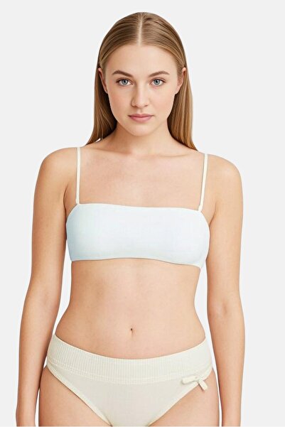 Calvin Klein حمالة صدر نسائية مبطنة قليلاً بشعار العلامة التجارية، لون أزرق فاتح