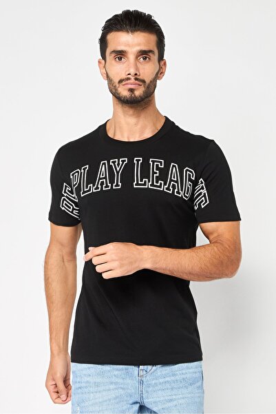 Replay Men Crew Neck Short Sleeves Graphic Print T-Shirt, Black