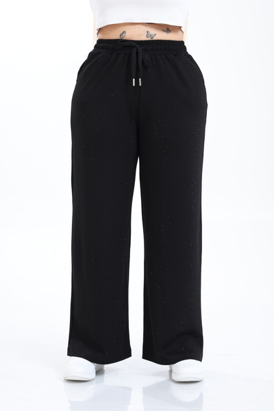 Era Lisa Wide Leg Plus Size Trousers with Stone Detail on the Front