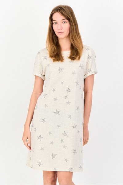 Zivame Women Allover Print Short Sleeves Sleeping Dress, Multicolor