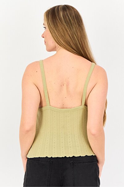 Don't Call Me Jennyfer Women Square Neck Sleeveless Solid Top, Light Olive