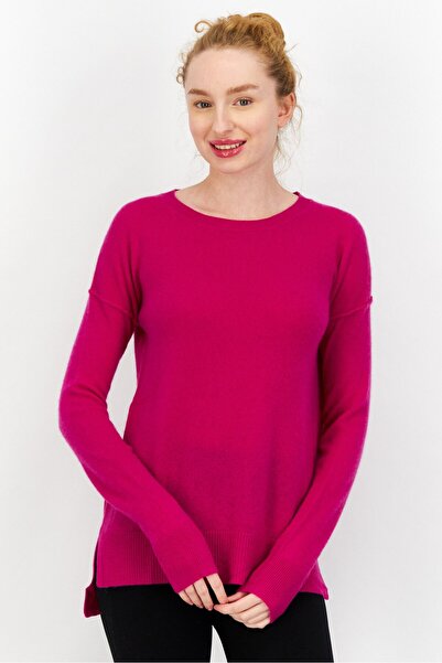 Aqua Women Knitted Long Sleeve Sweater, Magenta