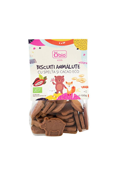 OBİO Biscuiți cu forme de animale și speltă și cacao bio 100g