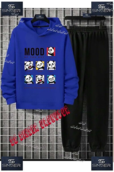 SS SİNSER Детски унисекс комплект спортен екип с качулка и специален принт „P...