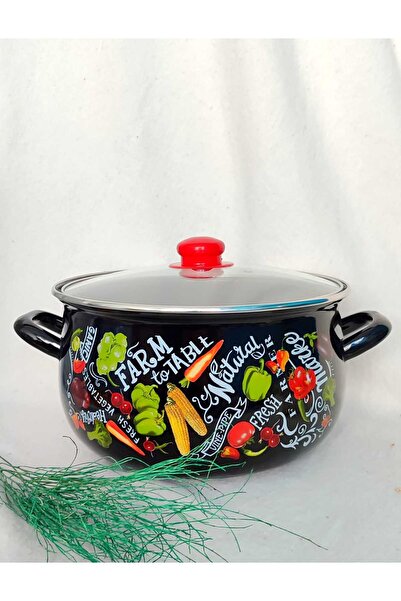 EBRULİEMAYE Farm Enamel Pot 2750 ml 20 cm Diameter Milk Yogurt Jam Pot