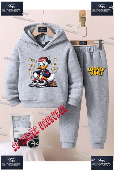 SS SİNSER Детски унисекс комплект спортен екип с качулка и специален принт „O...