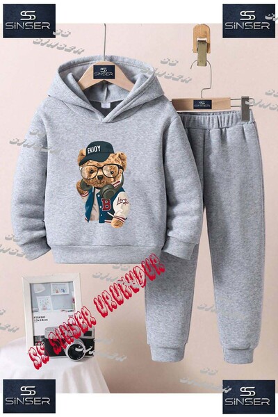 SS SİNSER Παιδικό Unisex Σετ Φόρμας με Κουκούλα και Ειδική Στάμπα "BEAR ENJOY...